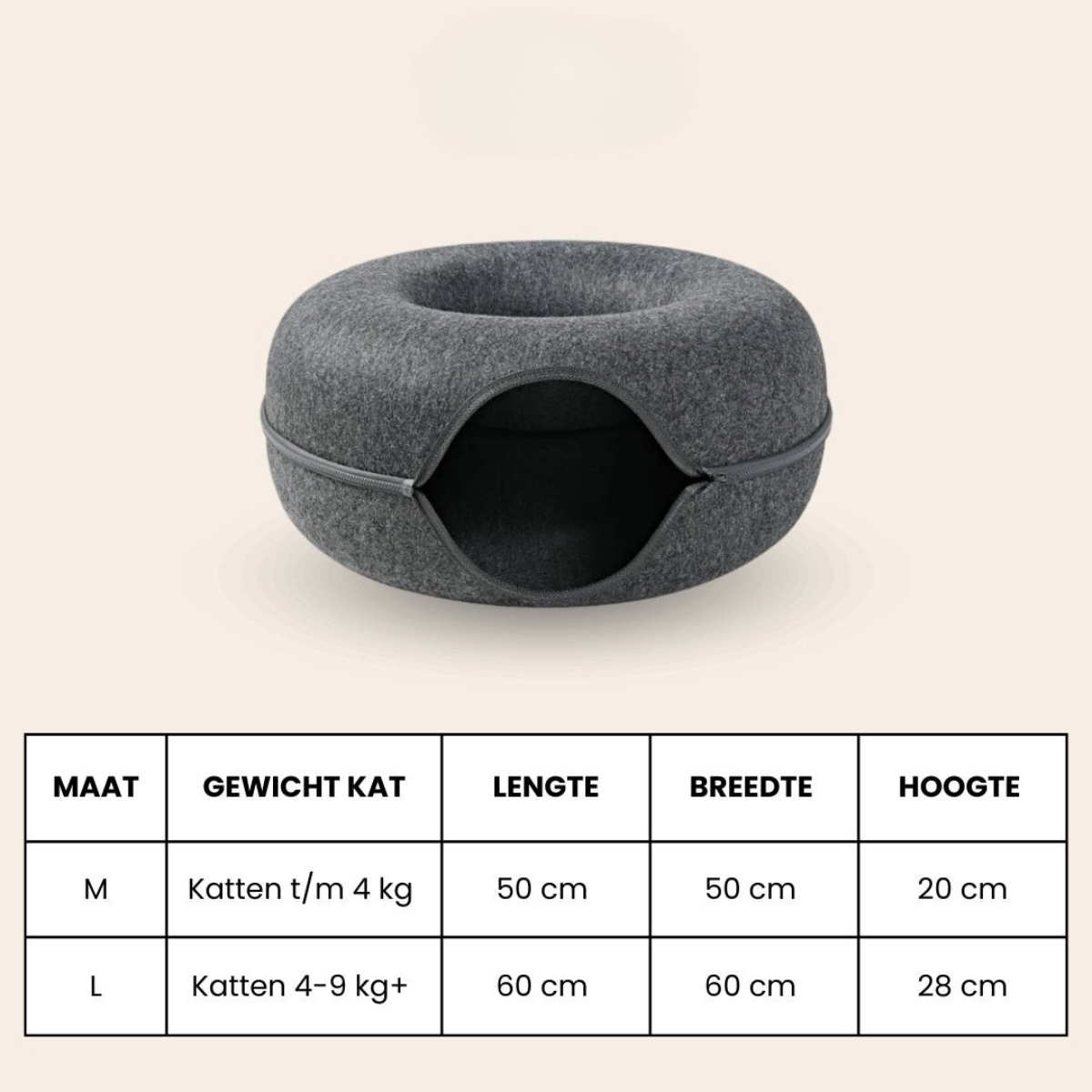 Mijn DierShop® 2-in-1 Donut Tunnel Bed voor Katten