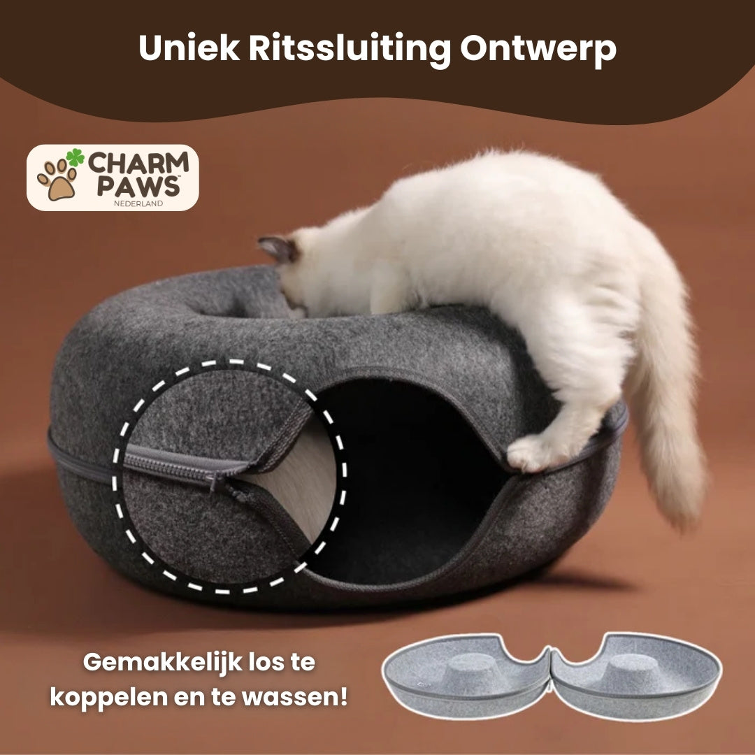 Mijn DierShop® 2-in-1 Donut Tunnel Bed voor Katten