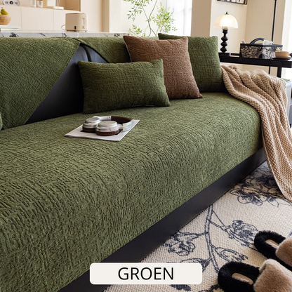 Vilda Chenille Bankhoes — Antislip nopjes, pluisvrij & wasbaar