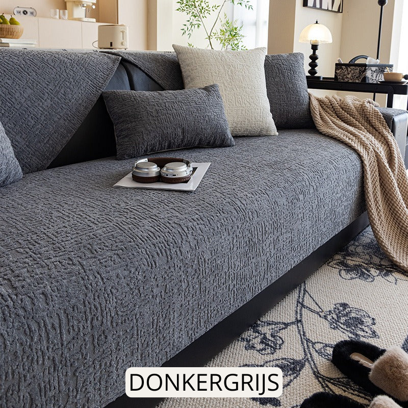 Vilda Chenille Bankhoes — Antislip nopjes, pluisvrij & wasbaar