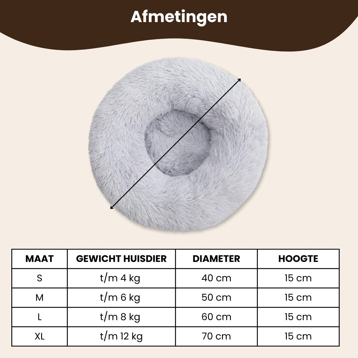 Mijn DierShop® Pluche Donut Wolken Bed - Voor Katten & Kleine Honden
