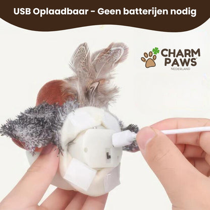 Mijn DierShop® Realistische Simulatie Vogel voor Katten - Kleine Mus (Flappert + Tjilpt)