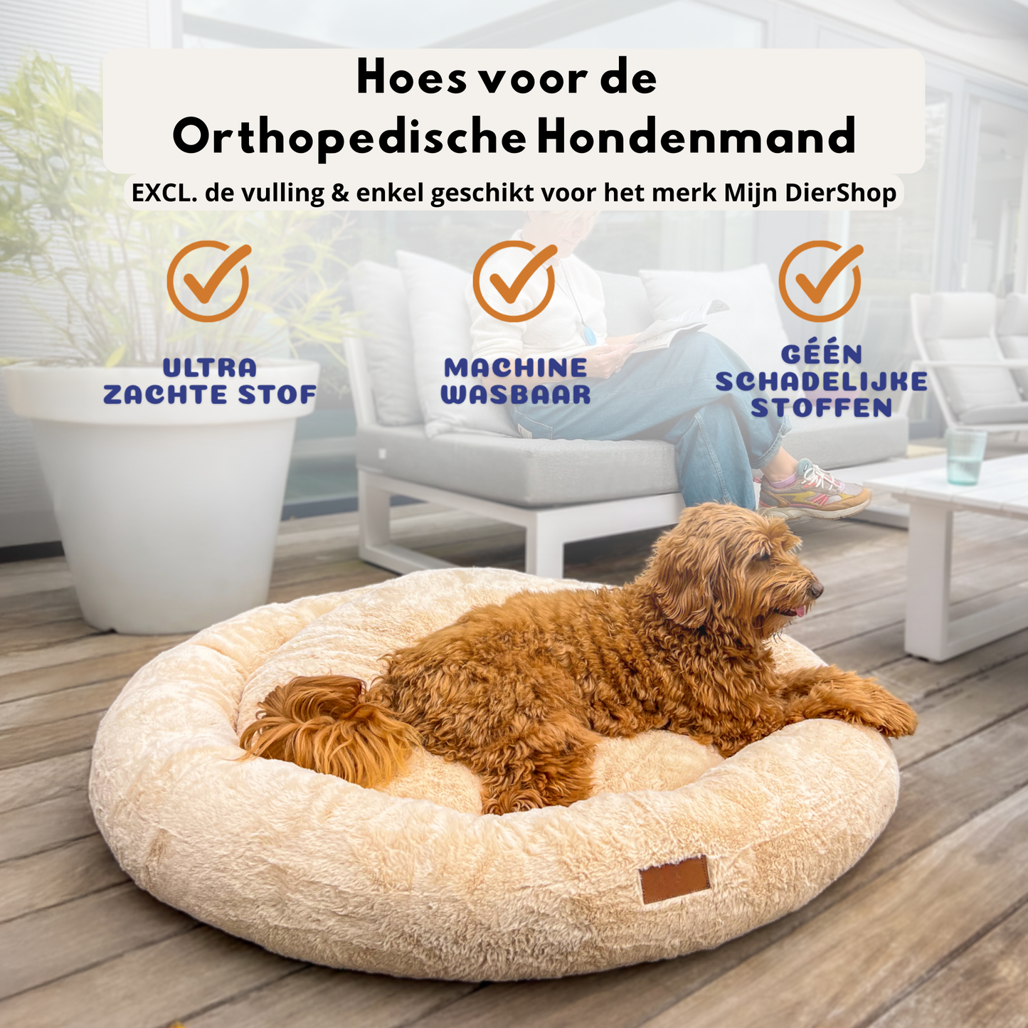 Mijn DierShop Hoes (ENKEL HOES) voor Orthopedische Donutmand - ZONDER VULLING