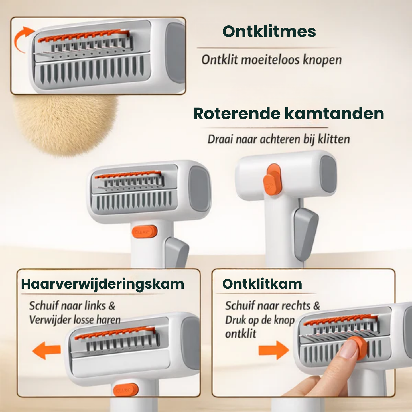 Mijn DierShop® KlitFree Kam | 2-in-1 Anti-Klit Verzorgingskam