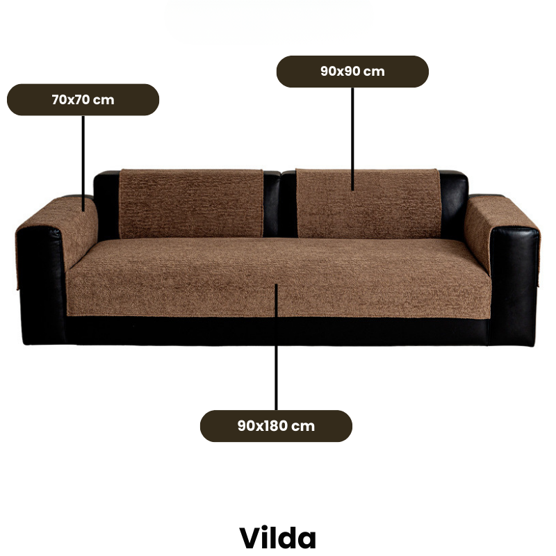 Vilda Chenille Bankhoes — Antislip nopjes, pluisvrij & wasbaar