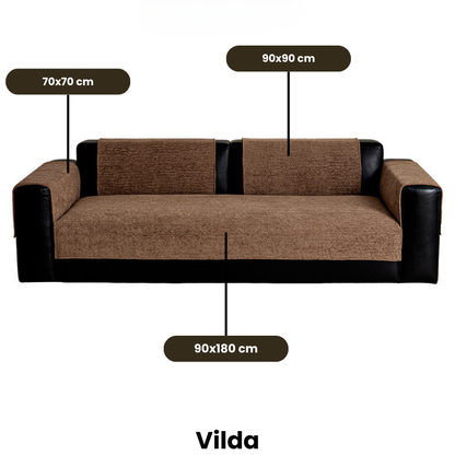 Vilda Chenille Bankhoes — Antislip nopjes, pluisvrij & wasbaar