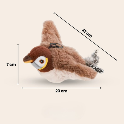 Mijn DierShop® Realistische Simulatie Vogel voor Katten - Grote Mus (Flappert + Tjilpt)
