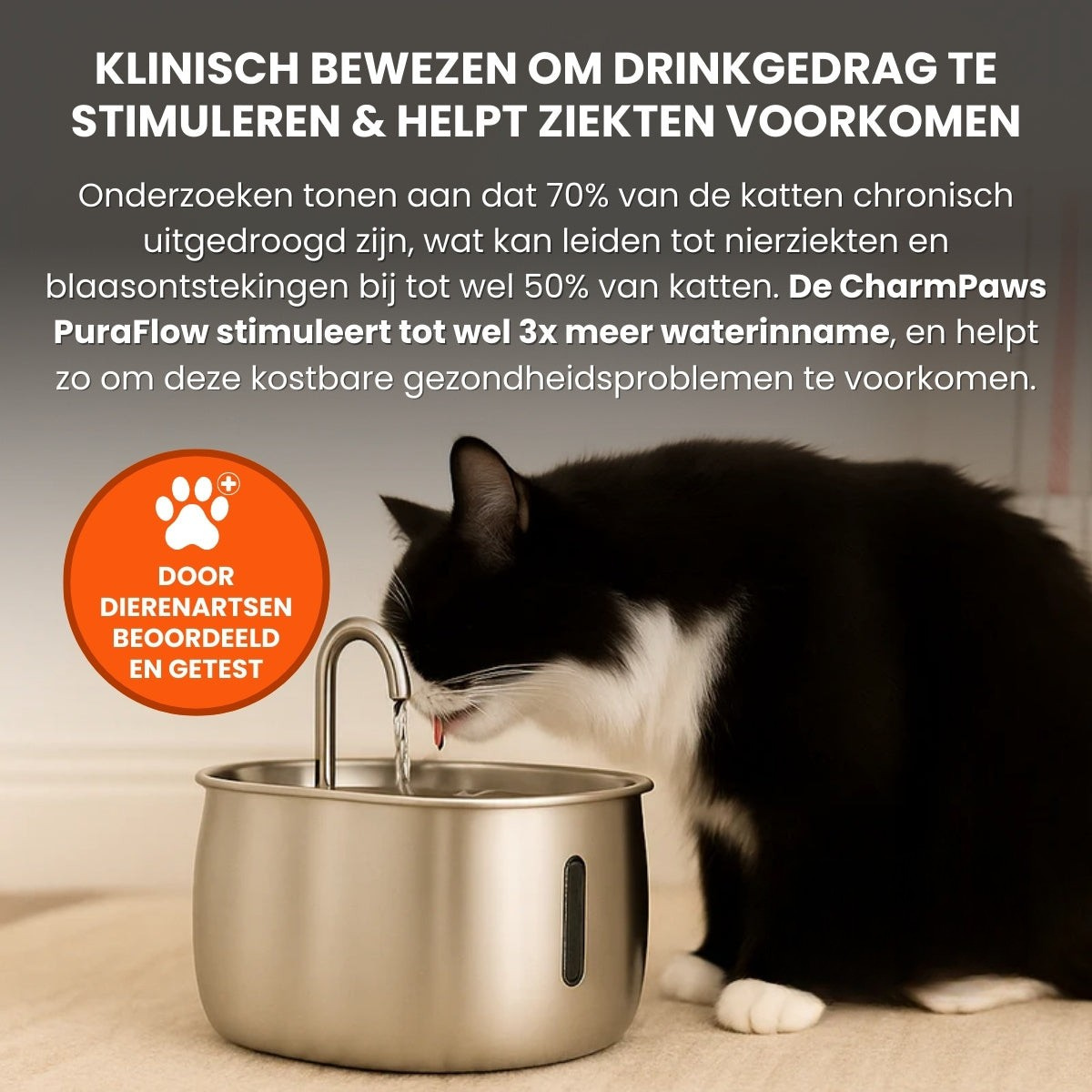 Mijn DierShop® PuraFlow Pro - Premium RVS Drinkfontein voor Katten