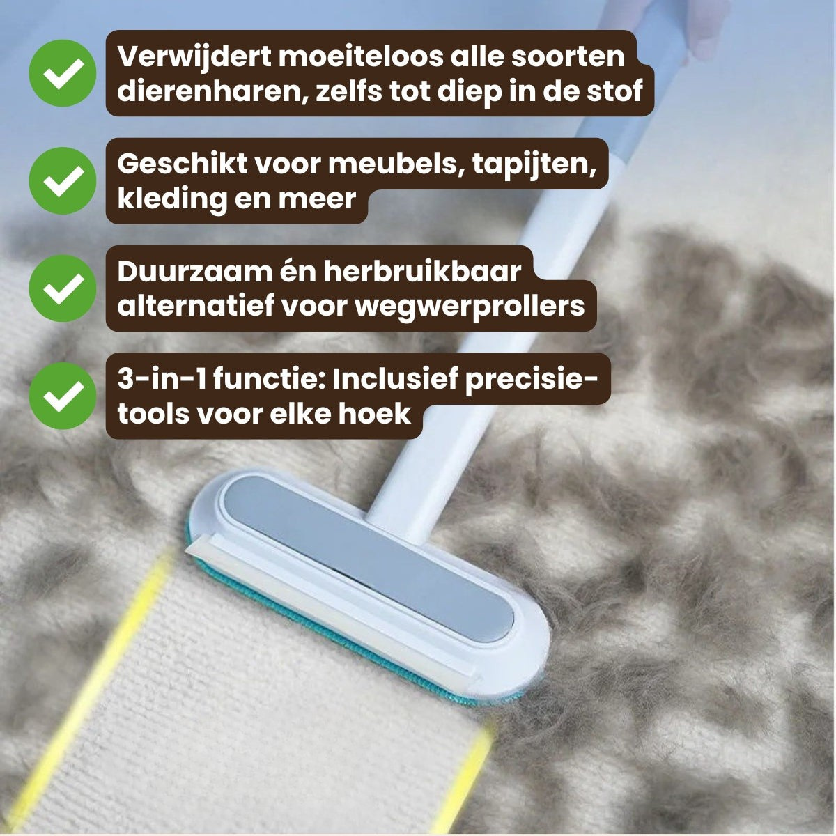 Mijn DierShop® MultiSwipe Pro - 3-in-1 Huisdier haar Verwijderaar