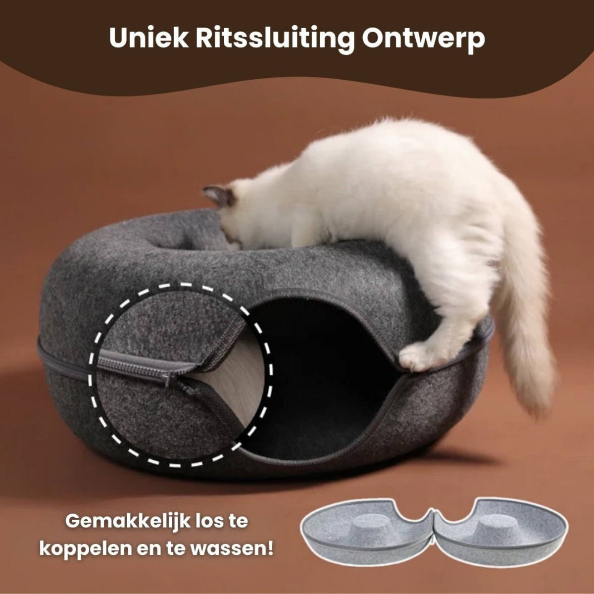 Mijn DierShop® 2-in-1 Donut Tunnel Bed voor Katten