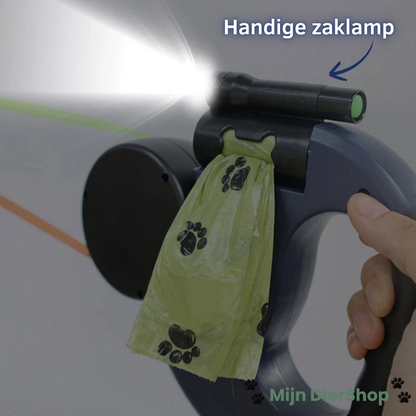 Mijn DierShop® CordControl 2 in 1 Hondenriem – Twee Honden – Geen Knopen